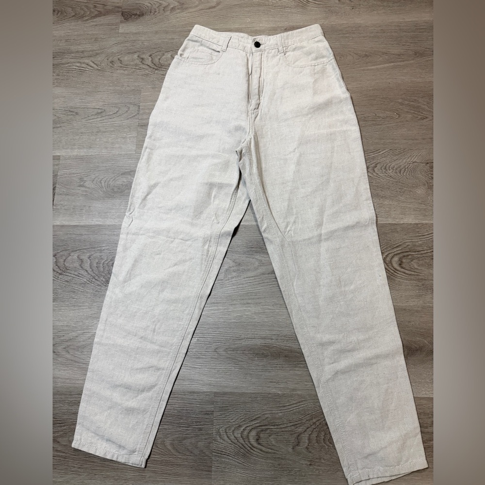 Talbots Cream Linen-Blend Pants